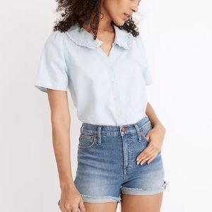 Madewell High Rise Rolled Cuffs Raw Hem Cotton Woman’s Summer Shorts NWT Size 29